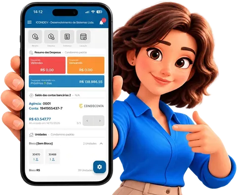 Sintia segurando um celular com o aplicativo SIN+
